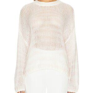 Sablyn 100% Cashmere Loose Open Knit Pink Ivory Stripe Oversized Sweater Small